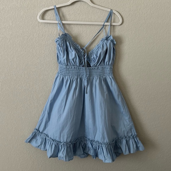 LELIS NWT Baby Blue Ruffle Sleeveless Mini Dress - Picture 3 of 8
